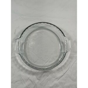 ANCHOR HOCKING Clear Glass Fluted 9.5" Pie Baking Dish Plate Looks New